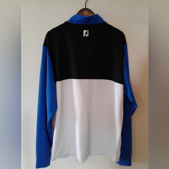 FootJoy FJ 1/4 Zip Stretch Long Sleeve Golf Shirt jacket Size XL Blue white blk - Picture 3 of 6